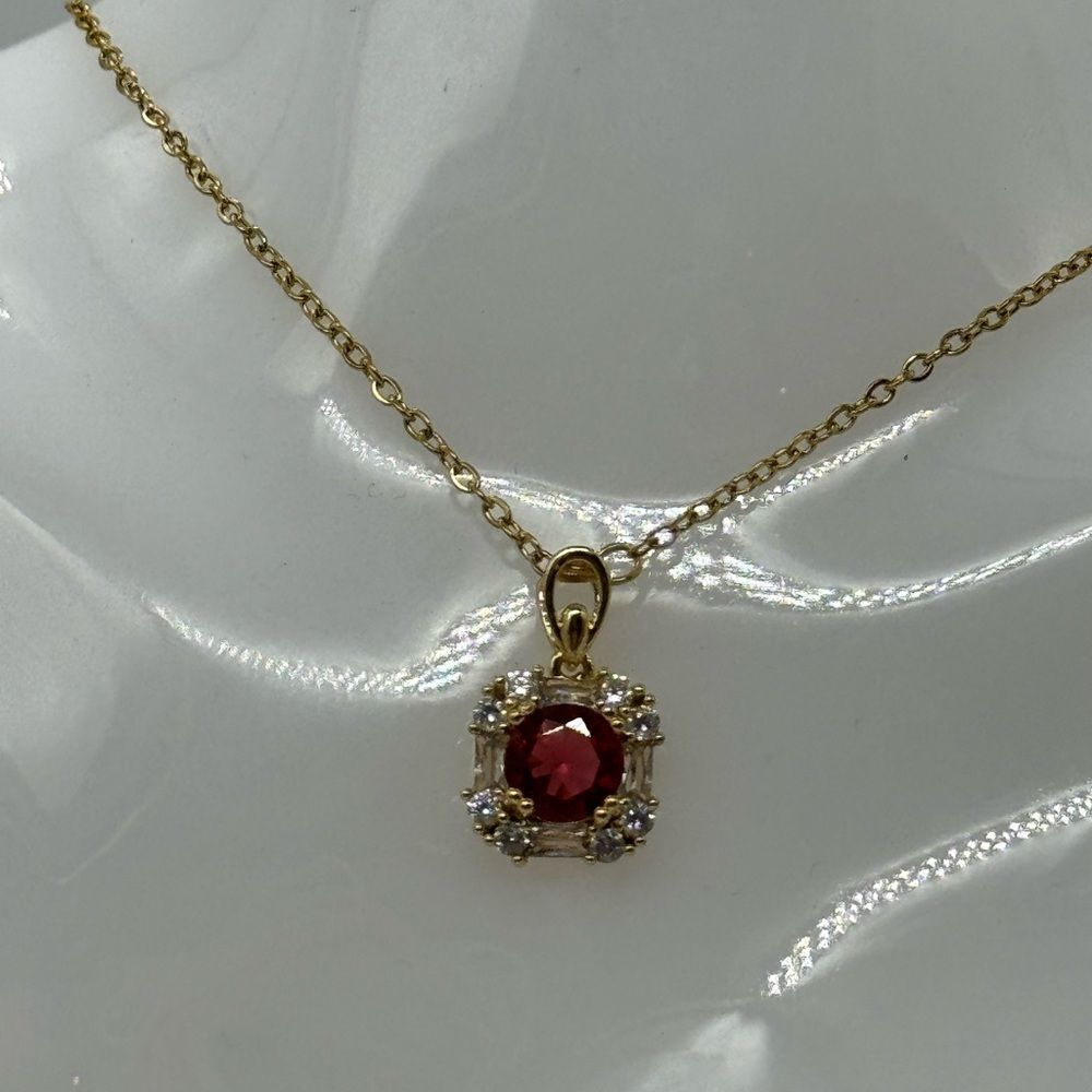 Stunning Pink 8mm Crystal made with Swarovski Crystals set in Gold Pendant